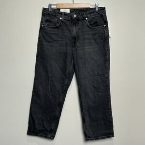 H&M & Denim Women's Straight High Waist Jeans Cropped Black Size 12 NWT